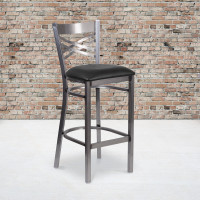 Flash Furniture XU-6F8B-CLR-BAR-BLKV-GG Hercules Series Clear Restaurant Barstool - Black Vinyl Seat