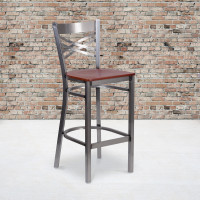 Flash Furniture XU-6F8B-CLR-BAR-CHYW-GG Hercules Series Clear Restaurant Barstool - Cherry Wood Seat
