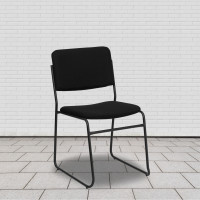 Flash Furniture Hercules Series 1000 lb. Capacity High Density Black Fabric Stacking Chair with Sled Base XU-8700-BLK-B-30-GG