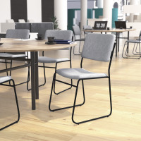 Flash Furniture XU-8700-GY-B-30-GG HERCULES Series 500 lb. Capacity High Density Gray Fabric Stacking Chair with Sled Base
