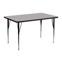 Flash Furniture 24''W x 48''L Rectangular High Pressure Activity Table Grey Laminate  XU-A2448-REC-GY-H-A-GG