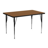 Flash Furniture 24''W x 48''L Rectangular High Pressure Activity Table Oak Laminate w/  Adjustable Legs XU-A2448-REC-OAK-H-A-GG