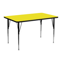 Flash Furniture 24''W x 48''L Rectangular High Pressure Activity Table Yellow Laminate w/ Adjustable Legs XU-A2448-REC-YEL-H-A