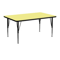 Flash Furniture 24''W x 48''L Rectangular Activity Table w/ Yellow Thermal Laminate w/ Adjustable  Legs XU-A2448-REC-YEL-T-P-GG