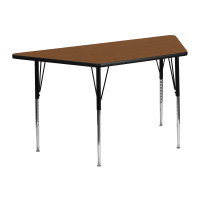Flash Furniture 24''W x 48''L Trapezoid Activity Table  High Pressure Oak Laminate w/  Adjustable Legs XU-A2448-TRAP-OAK-H-A-GG