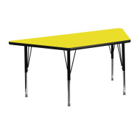 Flash Furniture 24''W x 48''L Trapezoid Activity Table High Pressure Yellow Laminate w/ Adjustable  Legs XU-A2448-TRAP-YEL-H-P-GG