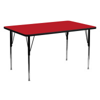 Flash Furniture 24''W x 60''L Rectangular Activity Table High Pressure Red Laminate w/ Adjustable Legs XU-A2460-REC-RED-H-A-GG