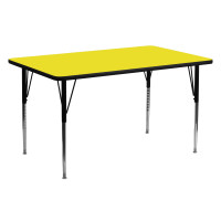 Flash Furniture 24''W x 60''L Rectangular Activity Table High Pressure Yellow Laminate w/ Adjustable Legs XU-A2460-REC-YEL-H-A