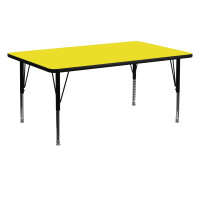 Flash Furniture 24''W x 60''L Rectangular Activity Table High Pressure Yellow Laminate w/ Adjustable Legs XU-A2460-REC-YEL-H-P-GG