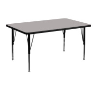 Flash Furniture 30''W x 48''L Rectangular Activity Table High Pressure Grey Laminate w/ Adjustable Legs XU-A3048-REC-GY-H-P-GG