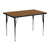 Flash Furniture 30''W x 48''L Rectangular Activity Table High Pressure Oak Laminate w/  Adjustable Legs XU-A3048-REC-OAK-H-A-GG