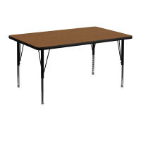 Flash Furniture 30''W x 48''L Rectangular Activity Table High Pressure Oak Laminate w/ Adjustable Legs XU-A3048-REC-OAK-H-P-GG