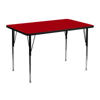 Flash Furniture 30''W x 48''L Rectangular Activity Table  Red Thermal Laminate w/ Adjustable Legs XU-A3048-REC-RED-T-A-GG