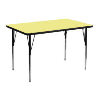 Flash Furniture 30''W x 48''L Rectangular Activity Table Yellow Thermal Laminate w/ Adjustable Legs XU-A3048-REC-YEL-T-A-GG