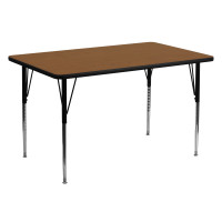 Flash Furniture 30''W x 60''L Rectangular Activity Table High Pressure Oak Laminate w/ Adjustable Legs XU-A3060-REC-OAK-H-A-GG