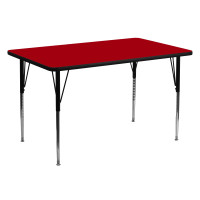 Flash Furniture 30''W x 60''L Rectangular Activity Table Red Thermal Laminate w/Adjustable Legs XU-A3060-REC-RED-T-A-GG