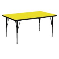 Flash Furniture 30''W x 60''L Rectangular Activity Table High Pressure Yellow Laminate w/ Adjustable Legs XU-A3060-REC-YEL-H-P-GG