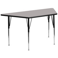 Flash Furniture 30''W x 60''L Trapezoid Activity Table High Pressure Grey Laminate w/ Adjustable Legs XU-A3060-TRAP-GY-H-A-GG