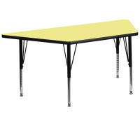 Flash Furniture 30''W x 60''L Trapezoid Activity Table Yellow Thermal Laminate w/ Adjustable Legs XU-A3060-TRAP-YEL-T-P-GG