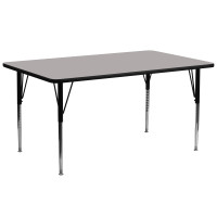 Flash Furniture 30''W x 72''L Rectangular Activity Table High Pressure Grey Laminate w/ Adjustable Legs XU-A3072-REC-GY-H-A-GG