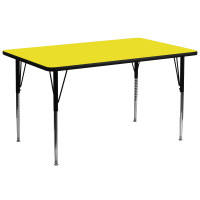 Flash Furniture 30''W x 72''L Rectangular Activity Table High Pressure Yellow Laminate w/ Adjustable Legs XU-A3072-REC-YEL-H-A