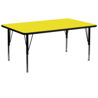 Flash Furniture 30''W x 72''L Rectangular Activity Table High Pressure Yellow Laminate w/ Adjustable Legs XU-A3072-REC-YEL-H-P-GG