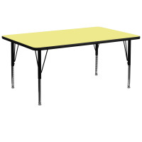Flash Furniture 30''W x 72''L Rectangular Activity Table Yellow Thermal Laminate w/ Adjustable Legs XU-A3072-REC-YEL-T-P-GG