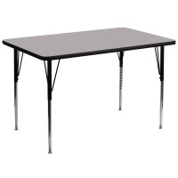 Flash Furniture 36''W x 72''L Rectangular Activity Table High Pressure Grey Laminate w/ Adjustable Legs XU-A3672-REC-GY-H-A-GG