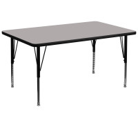Flash Furniture 36''W x 72''L Rectangular Activity Table High Pressure Grey Laminate w/ Adjustable Legs XU-A3672-REC-GY-H-P-GG