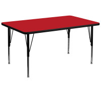 Flash Furniture 36''W x 72''L Rectangular Activity Table High Pressure Red Laminate w/ Adjustable Legs XU-A3672-REC-RED-H-P-GG