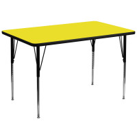 Flash Furniture 36''W x 72''L Rectangular Activity Table High Pressure Yellow Laminate w/ Adjustable Legs XU-A3672-REC-YEL-H-A