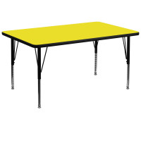 Flash Furniture 36''W x 72''L Rectangular Activity Table High Pressure Yellow Laminate w/ Adjustable Legs XU-A3672-REC-YEL-H-P-GG