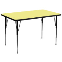Flash Furniture 36''W x 72''L Rectangular Activity Table Yellow Thermal Laminate w/ Adjustable Legs XU-A3672-REC-YEL-T-A-GG