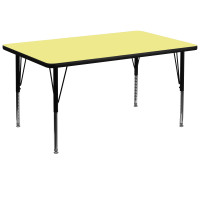 Flash Furniture 36''W x 72''L Rectangular Activity Table Yellow Thermal Laminate w/ Adjustable Legs XU-A3672-REC-YEL-T-P-GG