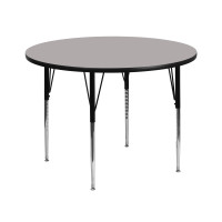 Flash Furniture 42'' Round Activity Table with 1.25'' Thick High Pressure Grey Laminate Top and Standard Height Adjustable Legs XU-A42-RND-GY-H-A-GG