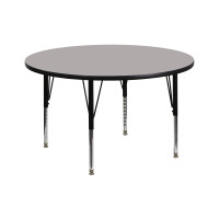 Flash Furniture 42'' Round Activity Table with 1.25'' Thick High Pressure Grey Laminate Top and Height Adjustable Short Legs XU-A42-RND-GY-H-P-GG
