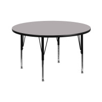 Flash Furniture 42'' Round Activity Table with Grey Thermal Fused Laminate Top and Height Adjustable Short Legs XU-A42-RND-GY-T-P-GG