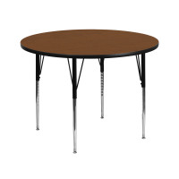 Flash Furniture 42'' Round Activity Table with 1.25'' Thick High Pressure Oak Laminate Top and Standard Height Adjustable Legs XU-A42-RND-OAK-H-A-GG