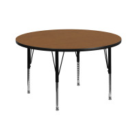 Flash Furniture 42'' Round Activity Table with Oak Thermal Fused Laminate Top and Height Adjustable Short Legs XU-A42-RND-OAK-T-P-GG