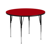 Flash Furniture 42'' Round Activity Table with Red Thermal Fused Laminate Top and Standard Height Adjustable Legs XU-A42-RND-RED-T-A-GG