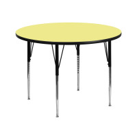Flash Furniture 42'' Round Activity Table with Yellow Thermal Fused Laminate Top and Standard Height Adjustable Legs XU-A42-RND-YEL-T-A-GG
