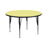 Flash Furniture 42'' Round Activity Table with Yellow Thermal Fused Laminate Top and Height Adjustable Short Legs XU-A42-RND-YEL-T-P-GG