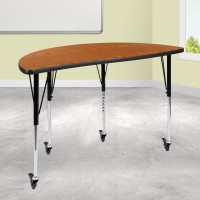 Flash Furniture XU-A48-HCIRC-OAK-T-A-CAS-GG Mobile 47.5