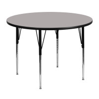 Flash Furniture 48'' Round Activity Table with 1.25'' Thick High Pressure Grey Laminate Top and Standard Height Adjustable Legs XU-A48-RND-GY-H-A-GG