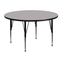 Flash Furniture 48'' Round Activity Table with 1.25'' Thick High Pressure Grey Laminate Top and Height Adjustable Short Legs XU-A48-RND-GY-H-P-GG