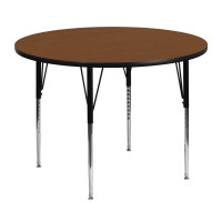 Flash Furniture 48'' Round Activity Table with 1.25'' Thick High Pressure Oak Laminate Top and Standard Height Adjustable Legs XU-A48-RND-OAK-H-A-GG