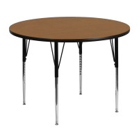 Flash Furniture 48'' Round Activity Table with Oak Thermal Fused Laminate Top and Standard Height Adjustable Legs XU-A48-RND-OAK-T-A-GG