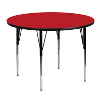 Flash Furniture 48'' Round Activity Table with 1.25'' Thick High Pressure Red Laminate Top and Standard Height Adjustable Legs XU-A48-RND-RED-H-A-GG