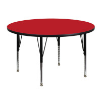 Flash Furniture 48'' Round Activity Table with 1.25'' Thick High Pressure Red Laminate Top and Height Adjustable Short Legs XU-A48-RND-RED-H-P-GG