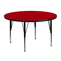Flash Furniture 48'' Round Activity Table with Red Thermal Fused Laminate Top and Height Adjustable Short Legs XU-A48-RND-RED-T-P-GG